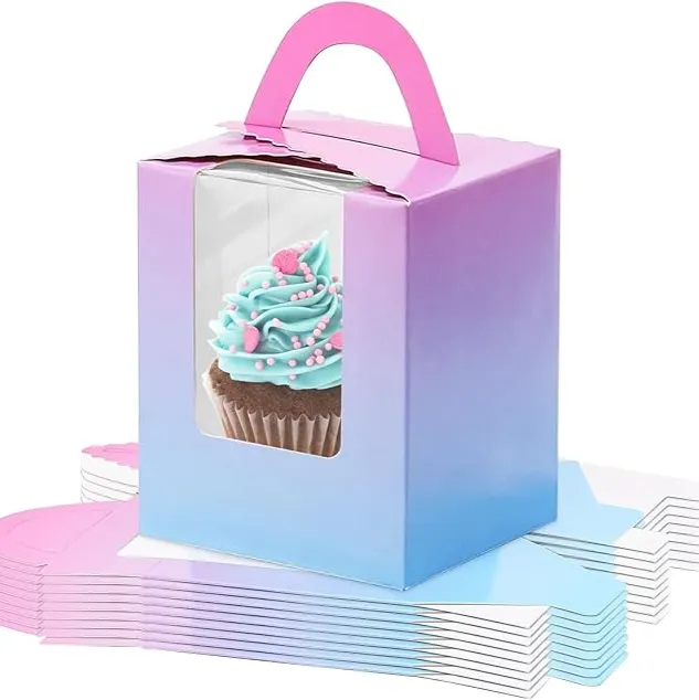 Custom Mini Cupcake Boxes with Logo and Window Insert